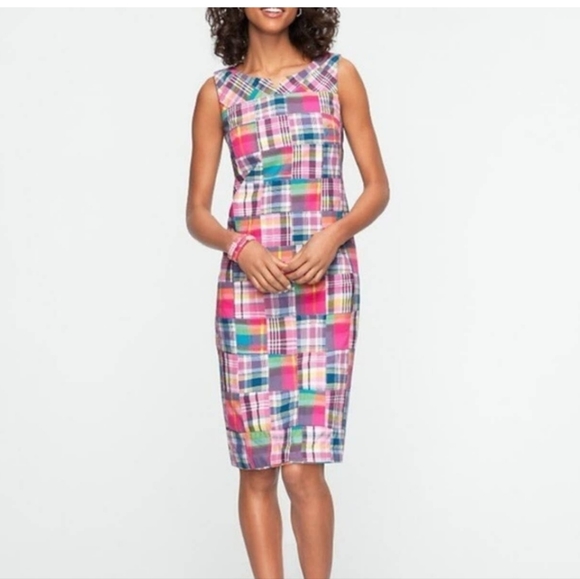 Talbots Dresses & Skirts - Talbots Pink Madras Plaid Patchwork Dress 8P